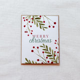 "Merry Christmas" Berries and Greenery Christmas Card