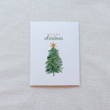 "Merry Christmas" Christmas Tree Watercolor Christmas Card