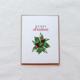 "Merry Christmas" Holly Christmas Card