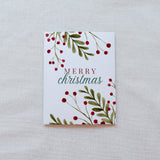 "Merry Christmas" Berries and Greenery Christmas Card