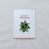 "Merry Christmas" Holly Christmas Card