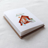 "Merry Christmas" Nativity Scene Watercolor Christmas Card