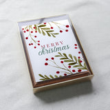 "Merry Christmas" Berries and Greenery Christmas Card