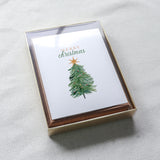 "Merry Christmas" Christmas Tree Watercolor Christmas Card