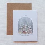 "Merry Christmas" Snowy Village Christmas Card