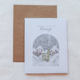 "Christmas Blessings" Snowy Village Christmas Card