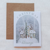 "Christmas Blessings" Snowy Village Christmas Card