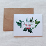 "Christmas Blessings" Pine Branches Christmas Card