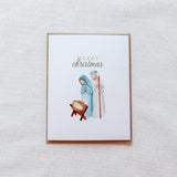 "Merry Christmas" Nativity Scene Watercolor Christmas Card