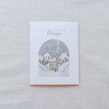 "Christmas Blessings" Snowy Village Christmas Card