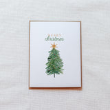 "Merry Christmas" Christmas Tree Watercolor Christmas Card