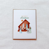 "Merry Christmas" Nativity Scene Watercolor Christmas Card