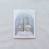 "Christmas Blessings" Snowy Village Christmas Card