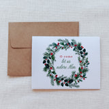 "O Come Let Us Adore Him" Wreath Christmas Card