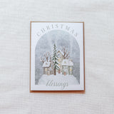 "Christmas Blessings" Snowy Village Christmas Card