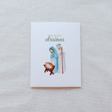 "Merry Christmas" Nativity Scene Watercolor Christmas Card