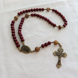 Saint Michael Cherry Wood with Jasper Rosary