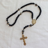 Miraculous Medal Rosary Black and Gold