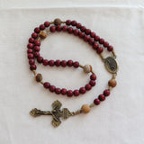 Saint Michael Cherry Wood with Jasper Rosary