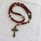 Saint Michael Cherry Wood with Jasper Rosary