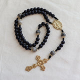 Miraculous Medal Rosary Black and Gold