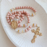 Our Lady of Guadalupe Pink and Rose Quartz Rosary