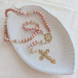 Our Lady of Guadalupe Pink and Rose Quartz Rosary