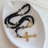 Miraculous Medal Rosary Black and Gold