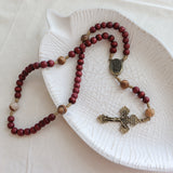 Saint Michael Cherry Wood with Jasper Rosary