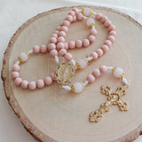 Our Lady of Guadalupe Pink and Rose Quartz Rosary