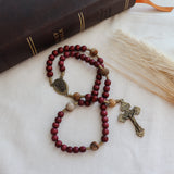 Saint Michael Cherry Wood with Jasper Rosary