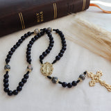 Miraculous Medal Rosary Black and Gold