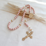 Our Lady of Guadalupe Pink and Rose Quartz Rosary