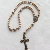 Our Lady of Fatima Cream Wood and Calcutta Stone Rosary