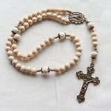 Our Lady of Fatima Cream Wood and Calcutta Stone Rosary