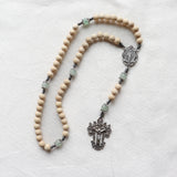 Miraculous Medal Cream and Green Aventurine Rosary