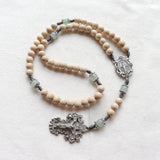 Miraculous Medal Cream and Green Aventurine Rosary