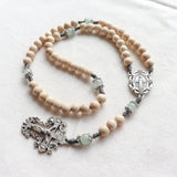 Miraculous Medal Cream and Green Aventurine Rosary