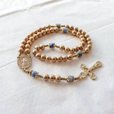 Saint Benedict Gold and Blue Rosary