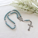 Pieta Jesus and Mary Blue and Howlite Rosary