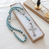 Pieta Jesus and Mary Blue and Howlite Rosary