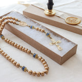 Saint Benedict Gold and Blue Rosary