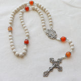 Miraculous Medal White and Carnelian Rosary