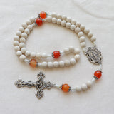 Miraculous Medal White and Carnelian Rosary