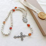 Miraculous Medal White and Carnelian Rosary