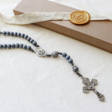 Saint Joseph Gray Wood and Stone Rosary