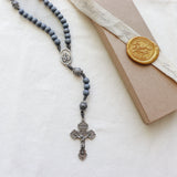 Saint Joseph Gray Wood and Stone Rosary