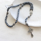 Saint Joseph Gray Wood and Stone Rosary