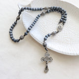 Saint Joseph Gray Wood and Stone Rosary