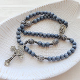 Saint Joseph Gray Wood and Stone Rosary